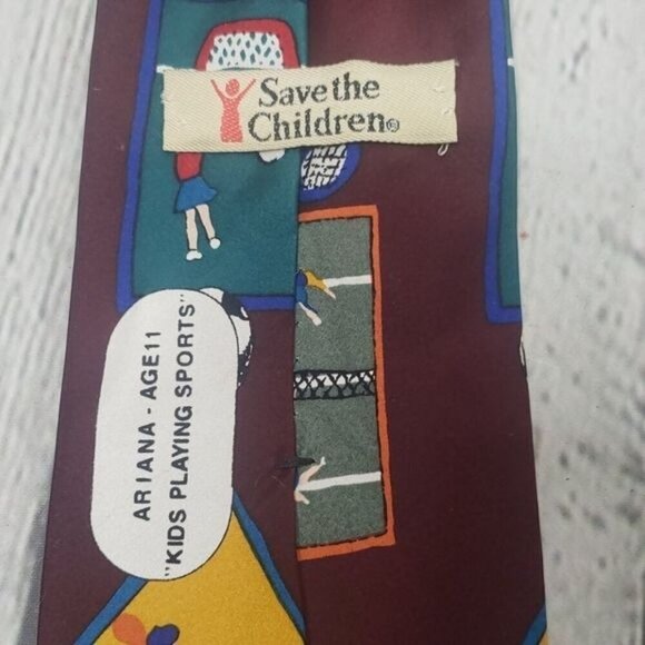 Vintage 80s 90s Kid's Sports Baseball Soccer Silk Neck Tie Coach Gym - Picture 2 of 6